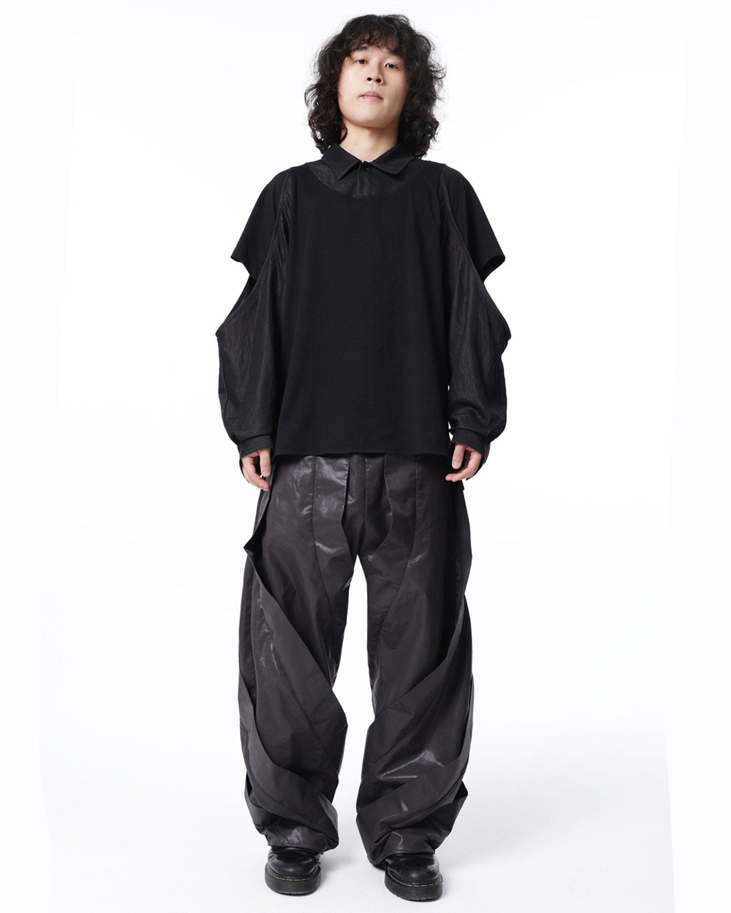 SPIRAL DRAPED WAXED PANTS