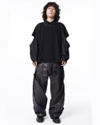 SPIRAL DRAPED WAXED PANTS