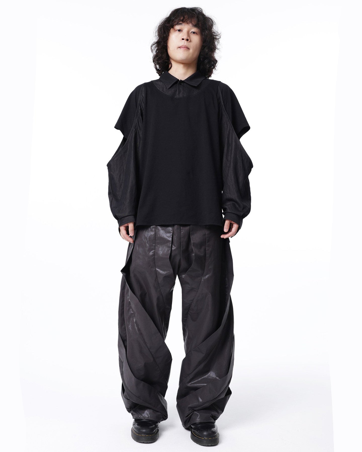 SPIRAL DRAPED WAXED PANTS