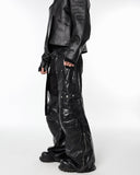 BLACK BIKER LEATHER PANTS