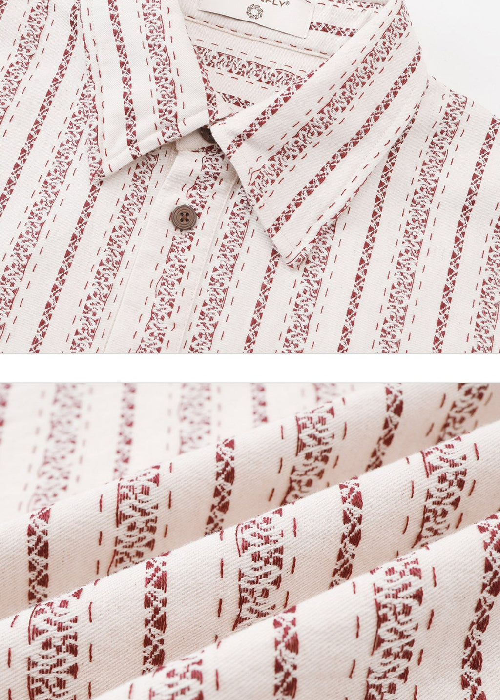 SCRIPT-X STRIPE EMBROID SHIRT