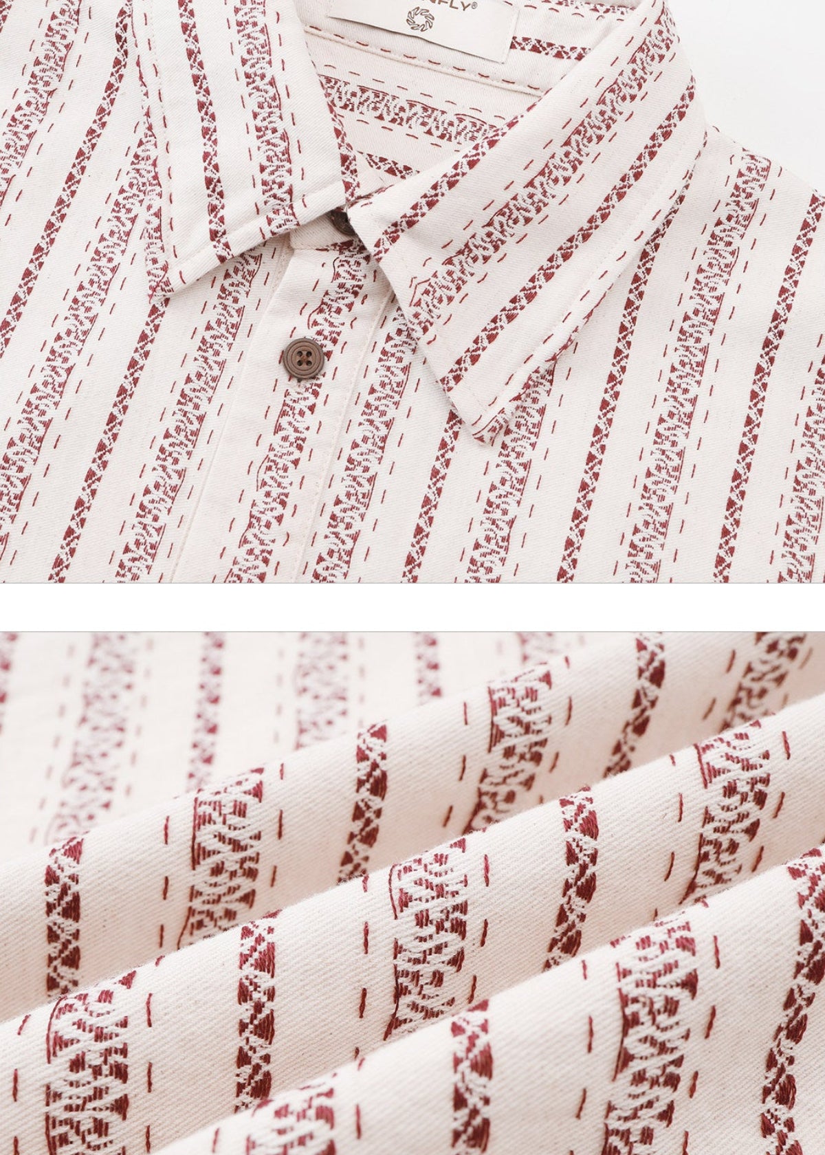 SCRIPT-X STRIPE EMBROID SHIRT