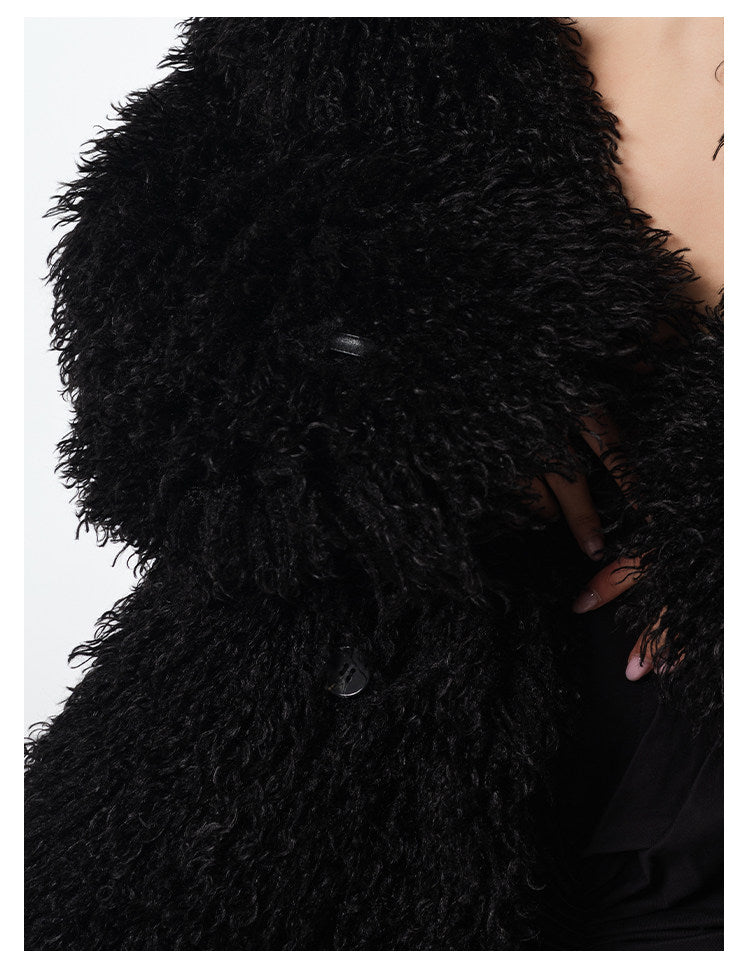 ECLIPSE oversized black long-pile faux-fur coat, additional product photograph 8 | OFFCULTURE®