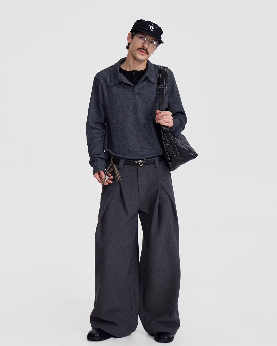 WAIST PLEATED WIDE TROUSERS