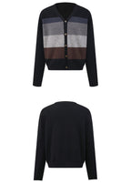 SCRIPT-X STRIPE WOOL CARDIGAN