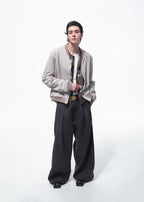 SCRIPT-X V-NECK BUTTON BOMBER JACKET