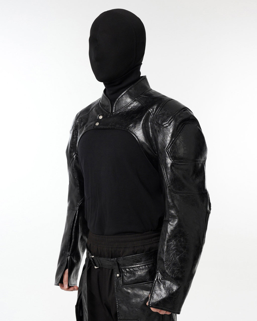 DARK HIPHOP STAND COLLAR PU JACKET