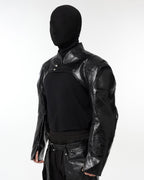 DARK HIPHOP STAND COLLAR PU JACKET