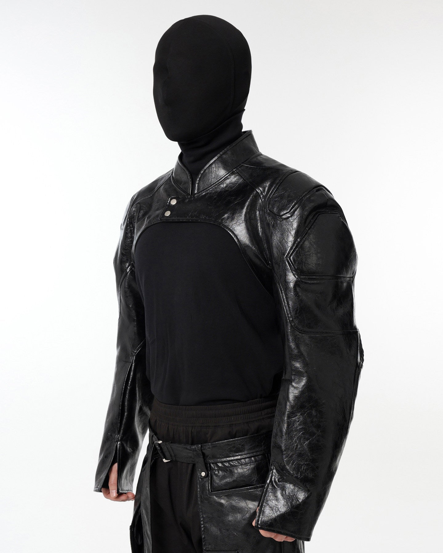 DARK HIPHOP STAND COLLAR PU JACKET