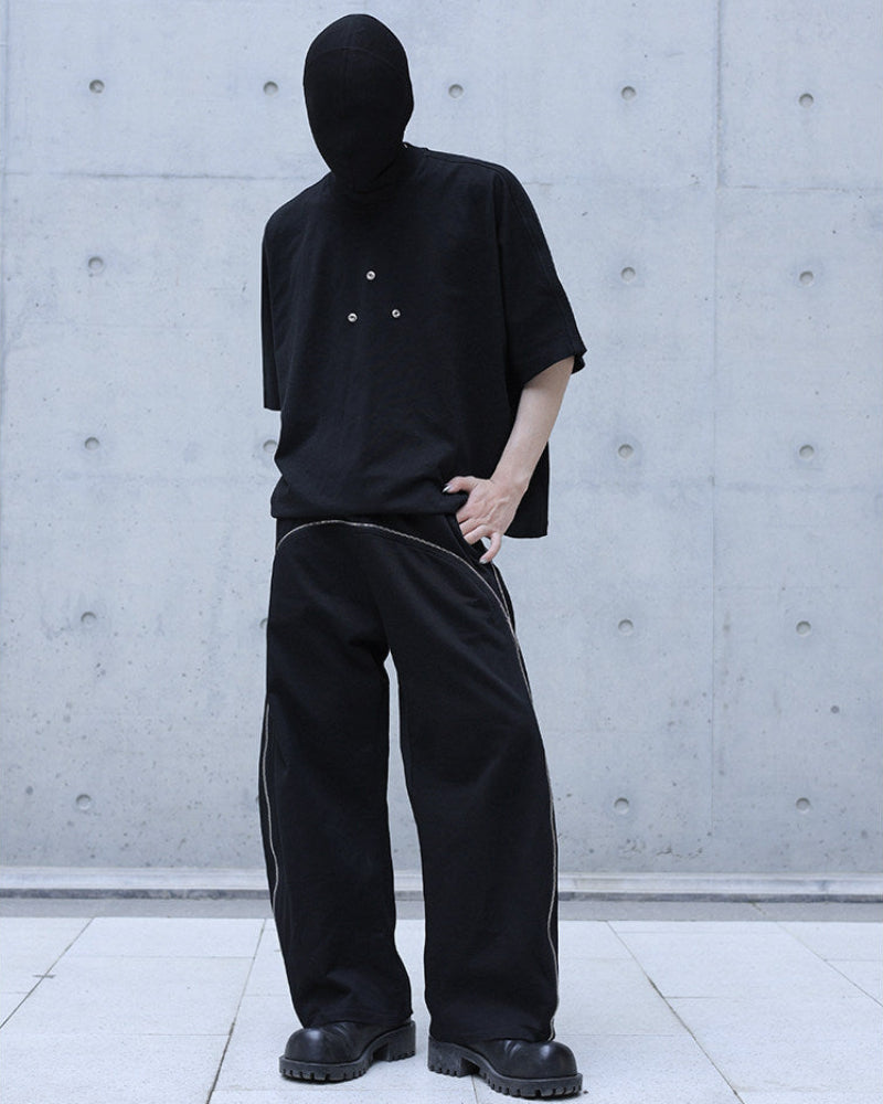 REFLECTIVE CURVED WIDE TRACK PANTS