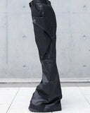WAXED LEATHER CARGO FLARE PANTS