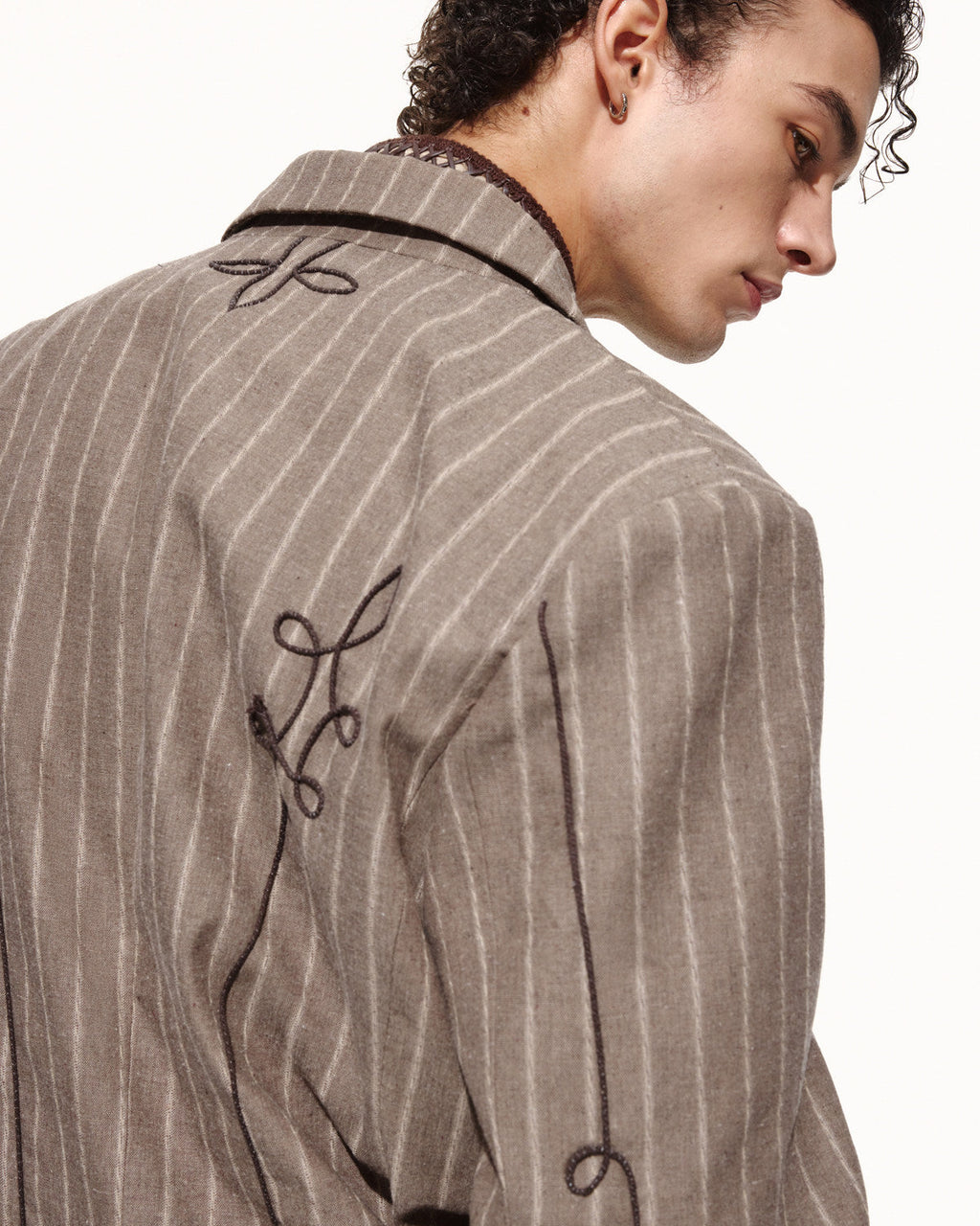 SCRIPT-X STRIPED LINEN BLAZER