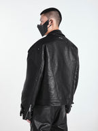 OFF/SC TEXTURED AVANT-GARDE HIGH WAIST BIKER JACKET