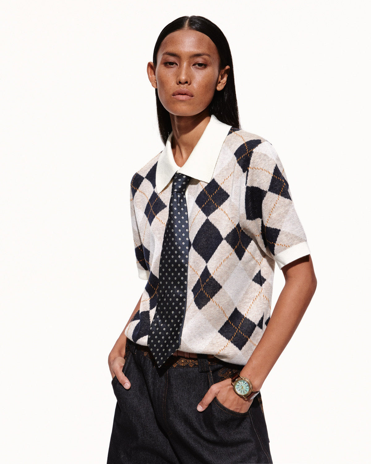 SCRIPT-X ARGYLE WOOL POLO
