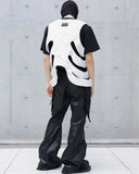 WAXED LEATHER CARGO FLARE PANTS