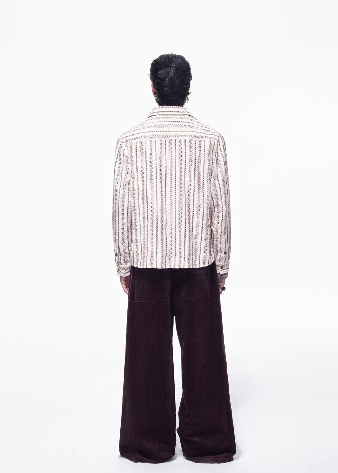 SCRIPT-X STRIPE EMBROID SHIRT
