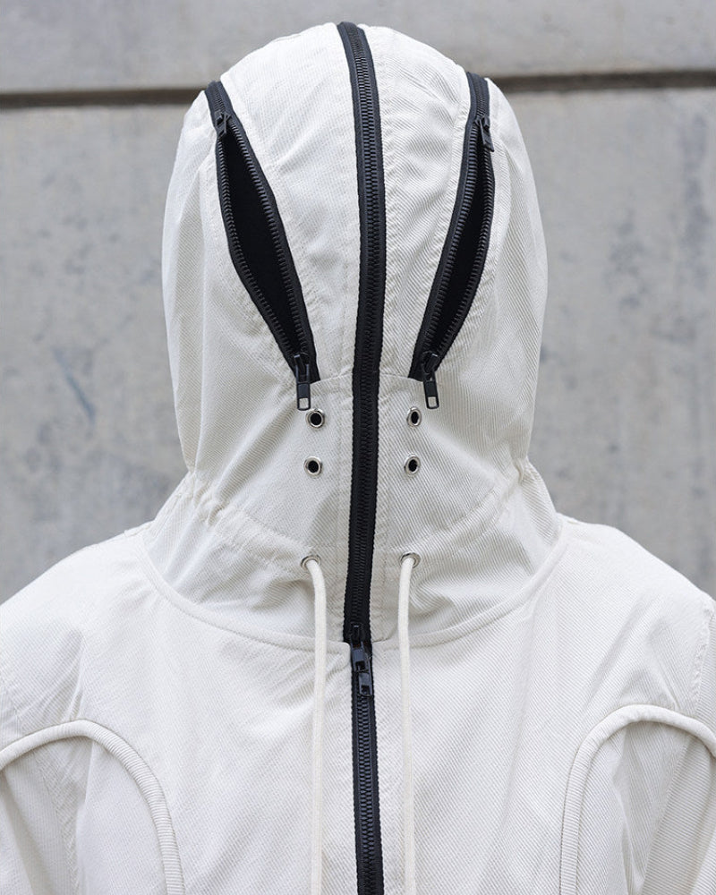 MASKED FISHTAIL HOODIE TRENCH COAT