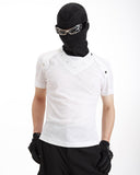 DECONSTRUCTED BUTTON WAFFLE KNIT TEE