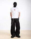 RED EMBROIDERY PIPED FITTED SPORT TEE
