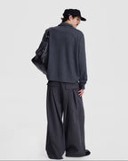 WAIST PLEATED WIDE TROUSERS