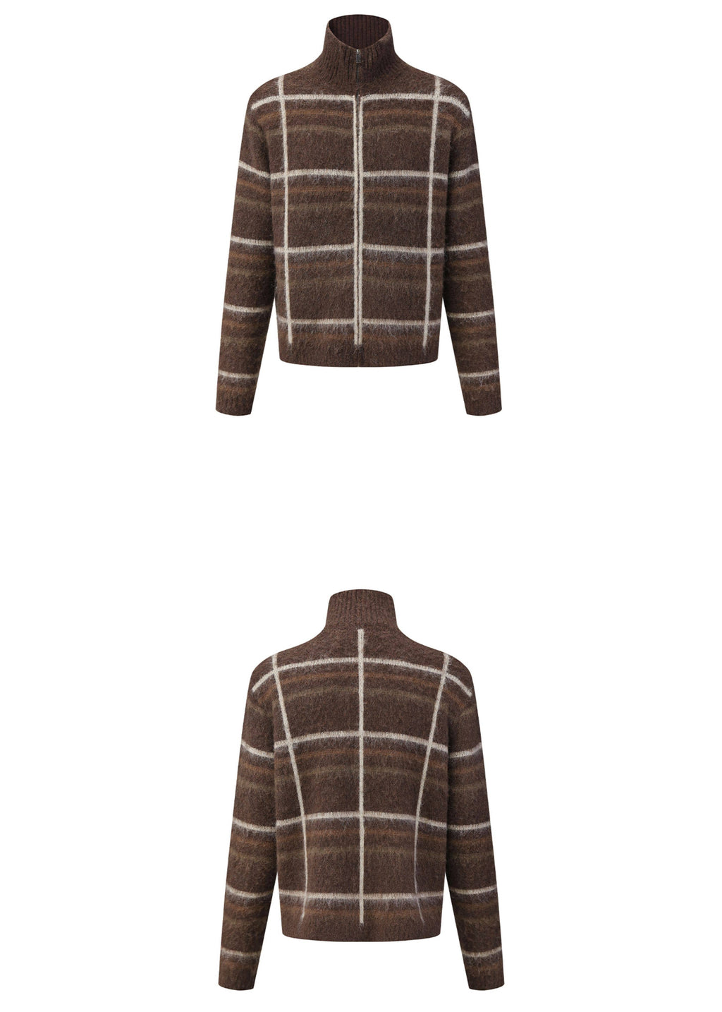 SCRIPT-X PLAID ZIP SWEATER
