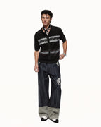 SCRIPT-X WOOL WAFFLE POLO CARDIGAN