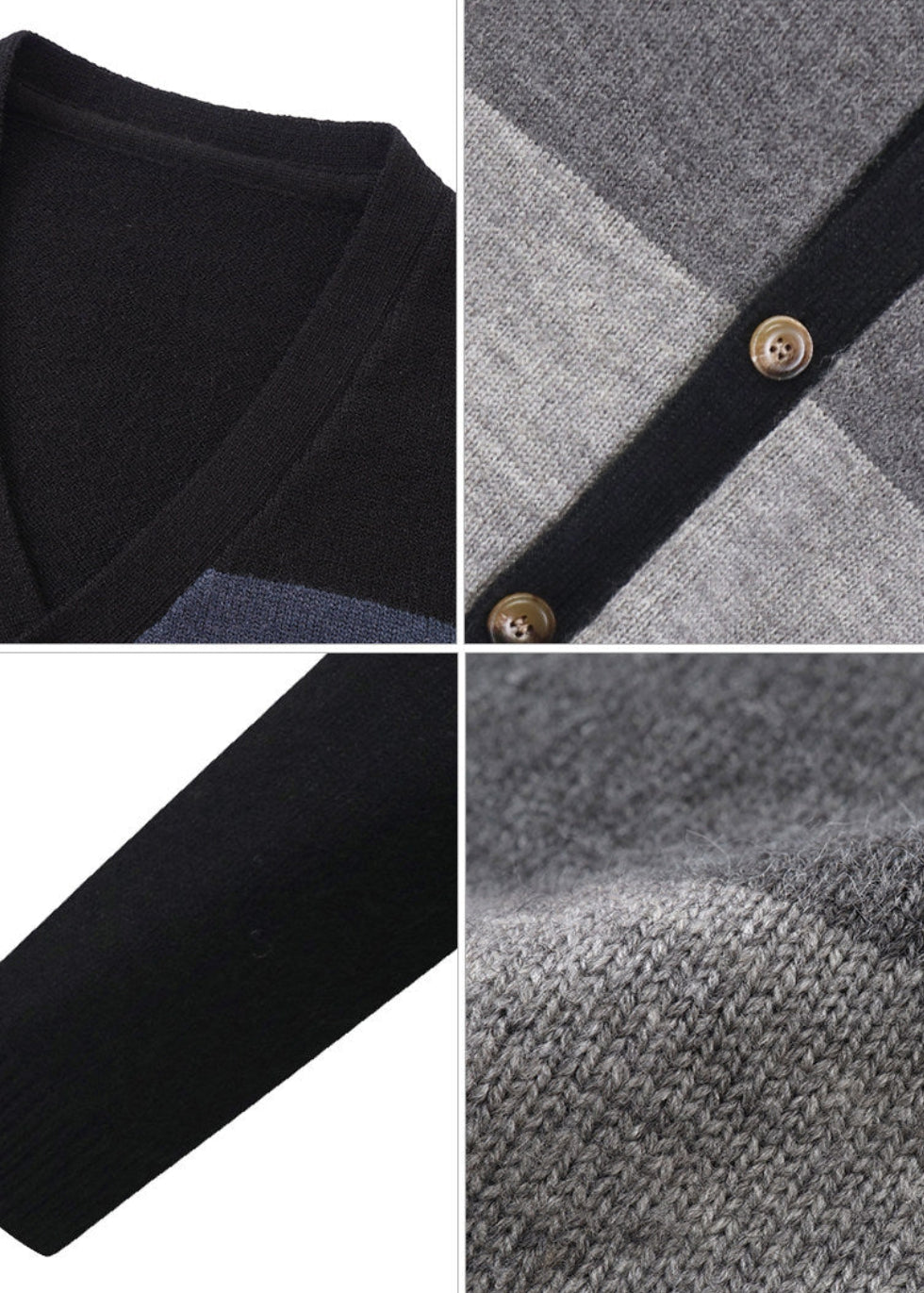SCRIPT-X STRIPE WOOL CARDIGAN
