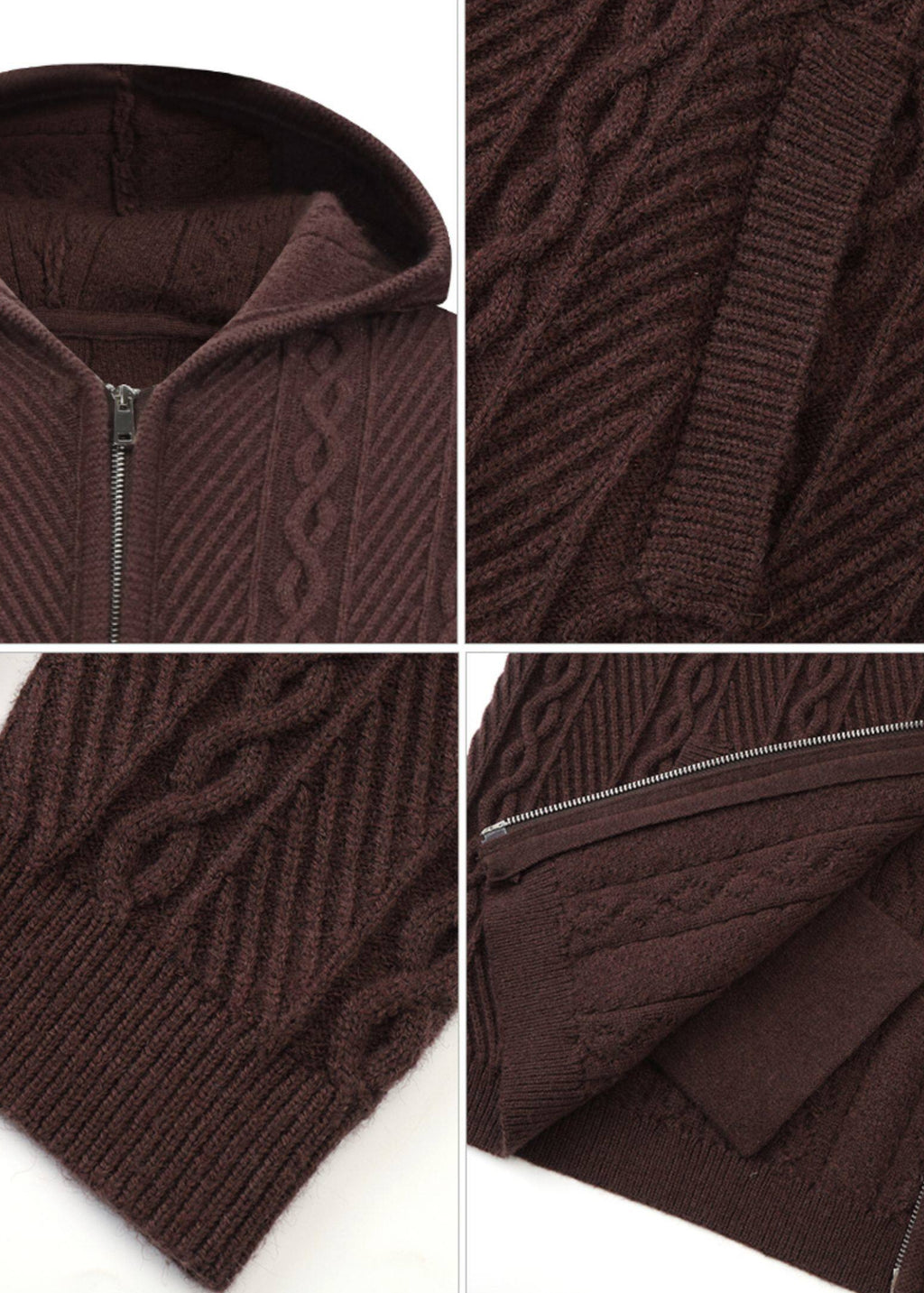 SCRIPT-X CABLE ZIP HOOD SWEATER