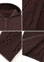 SCRIPT-X CABLE ZIP HOOD SWEATER