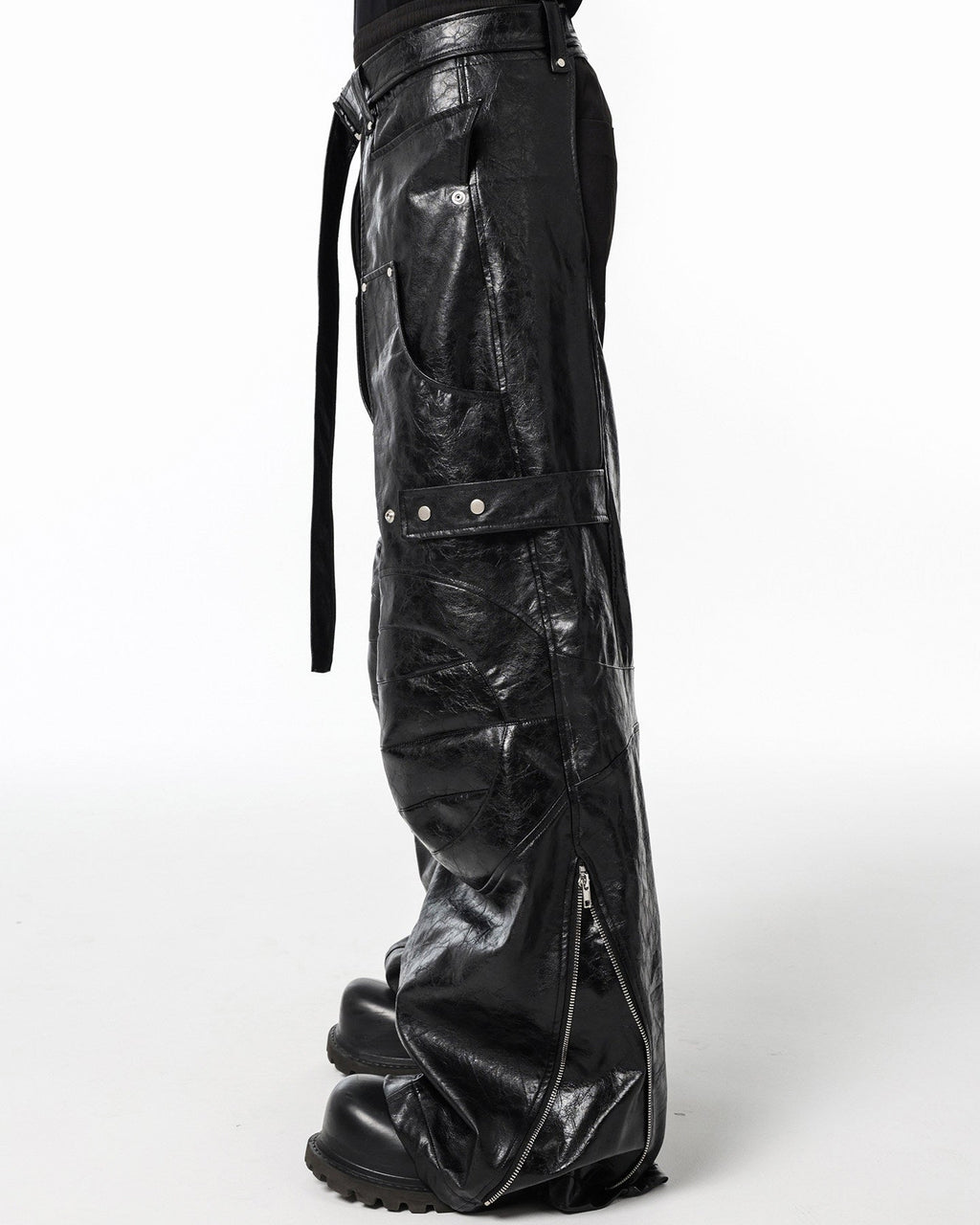 BLACK BIKER LEATHER PANTS
