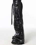 BLACK BIKER LEATHER PANTS