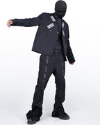 TECH CROPPED METAL PATCH DARK BIKER JACKET