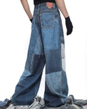 PATCH PRINT WIDE JEANS