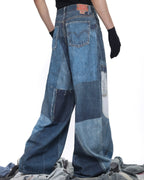 PATCH PRINT WIDE JEANS