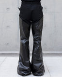 SPLIT LEATHER FLARE PANTS