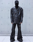OVERSIZED LAPEL PU BIKER COAT