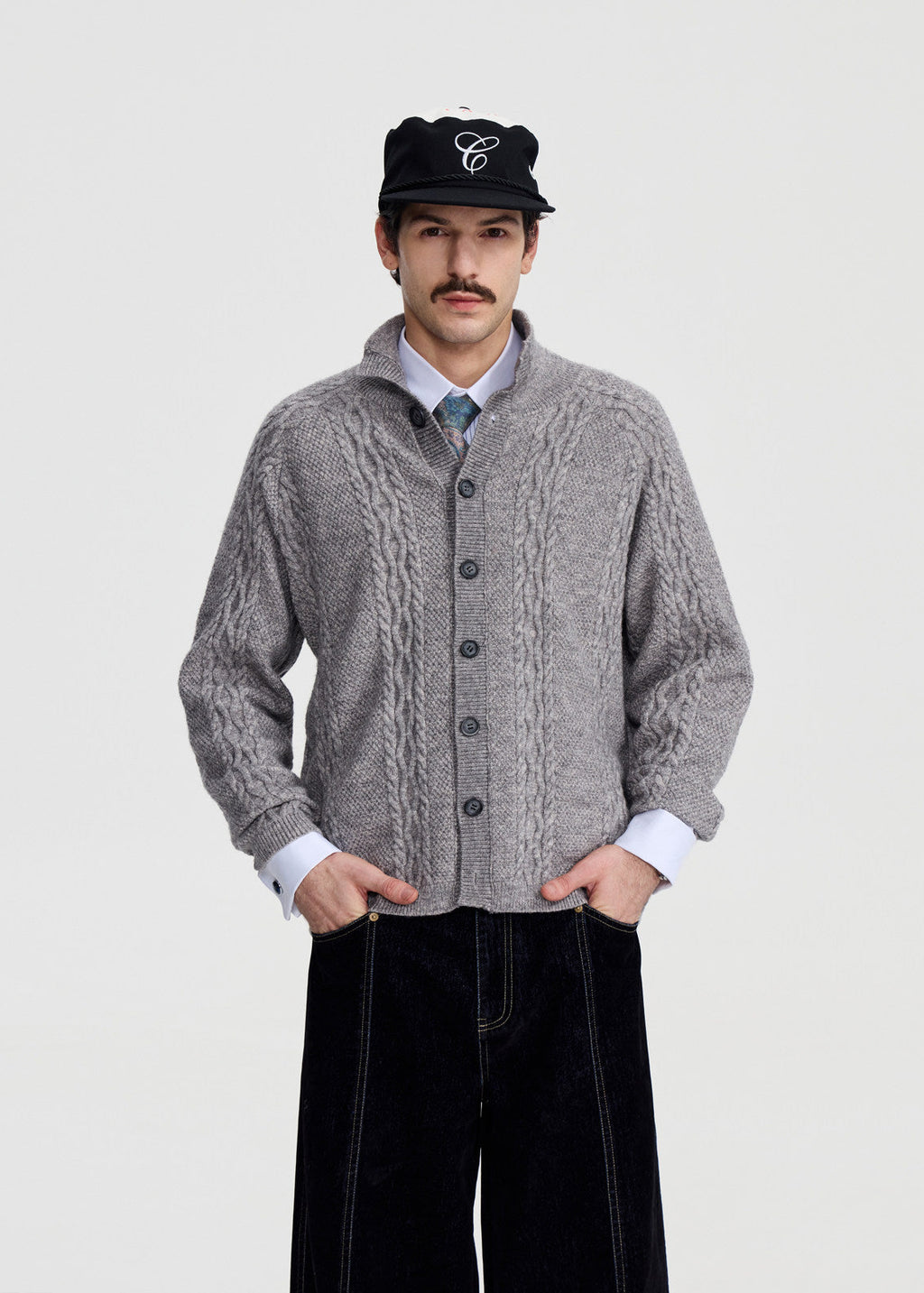SCRIPT-X CABLE WOOL SWEATER