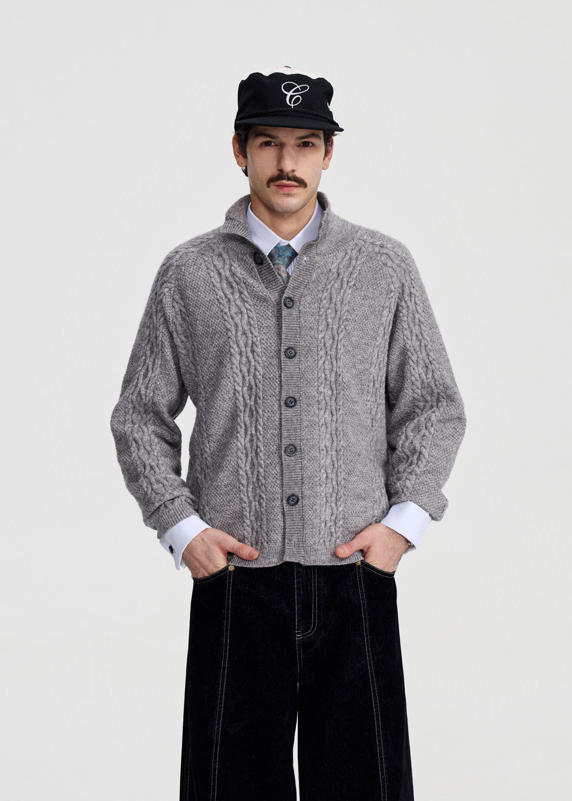 SCRIPT-X CABLE WOOL SWEATER