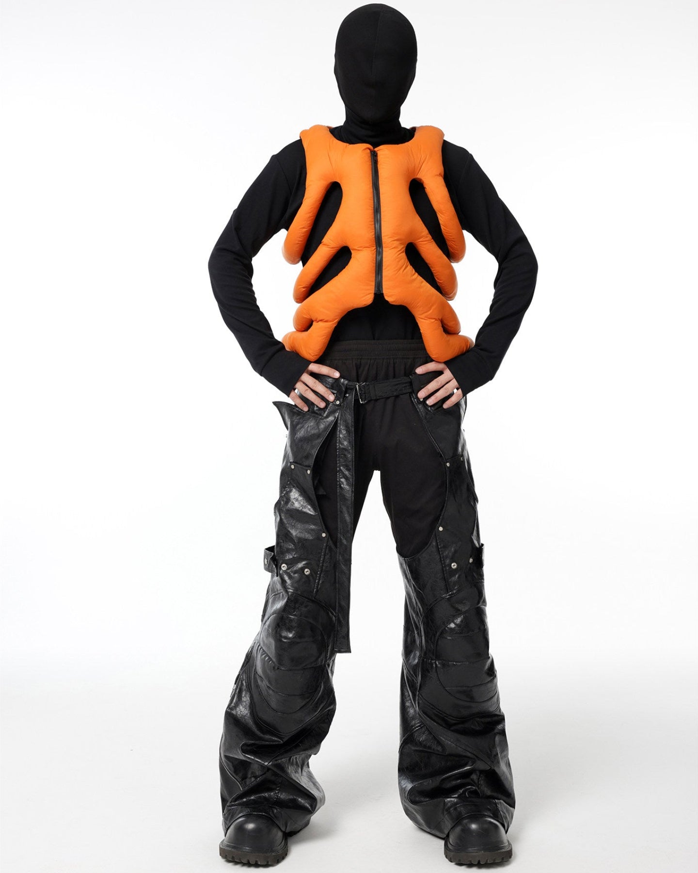 BLACK BIKER LEATHER PANTS