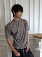 OFF/SC ICE SILK WAVED PLEATED AVANT-GARDE TEE