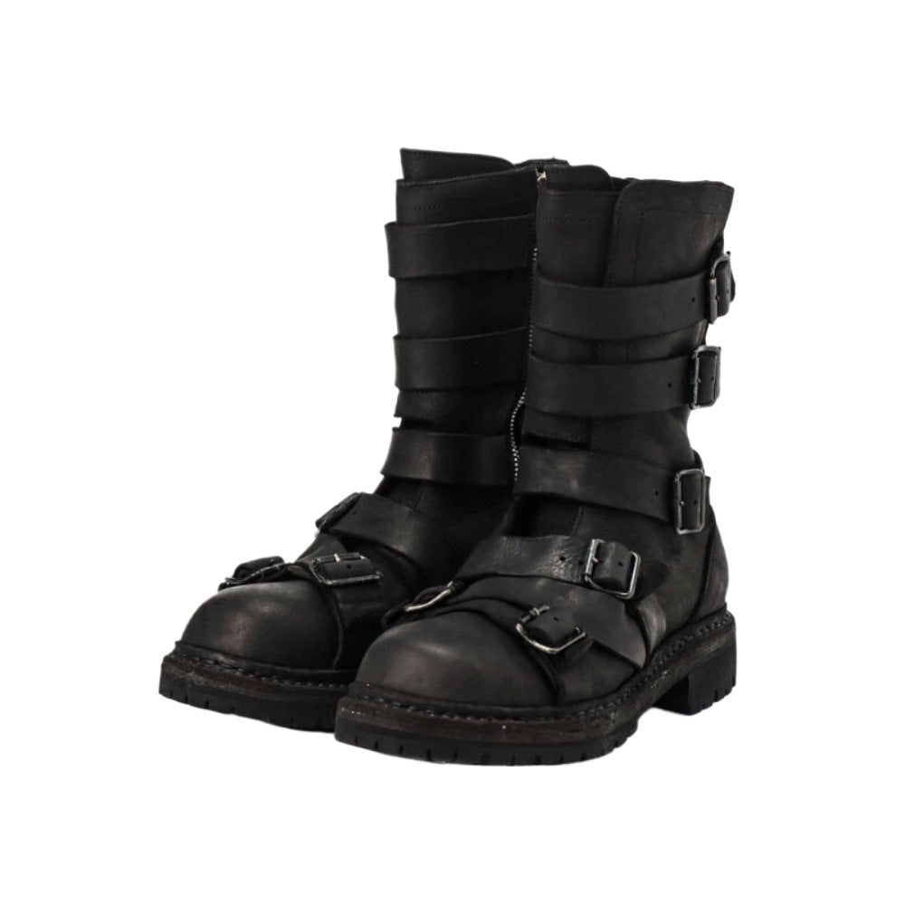 BLACK STRAP BIKER WORK BOOTS