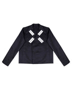 TECH CROPPED METAL PATCH DARK BIKER JACKET