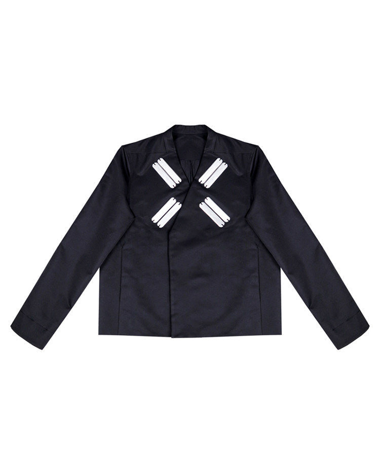 TECH CROPPED METAL PATCH DARK BIKER JACKET