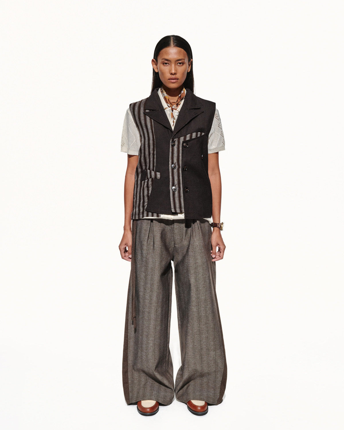 SCRIPT-X STRIPED SUIT VEST