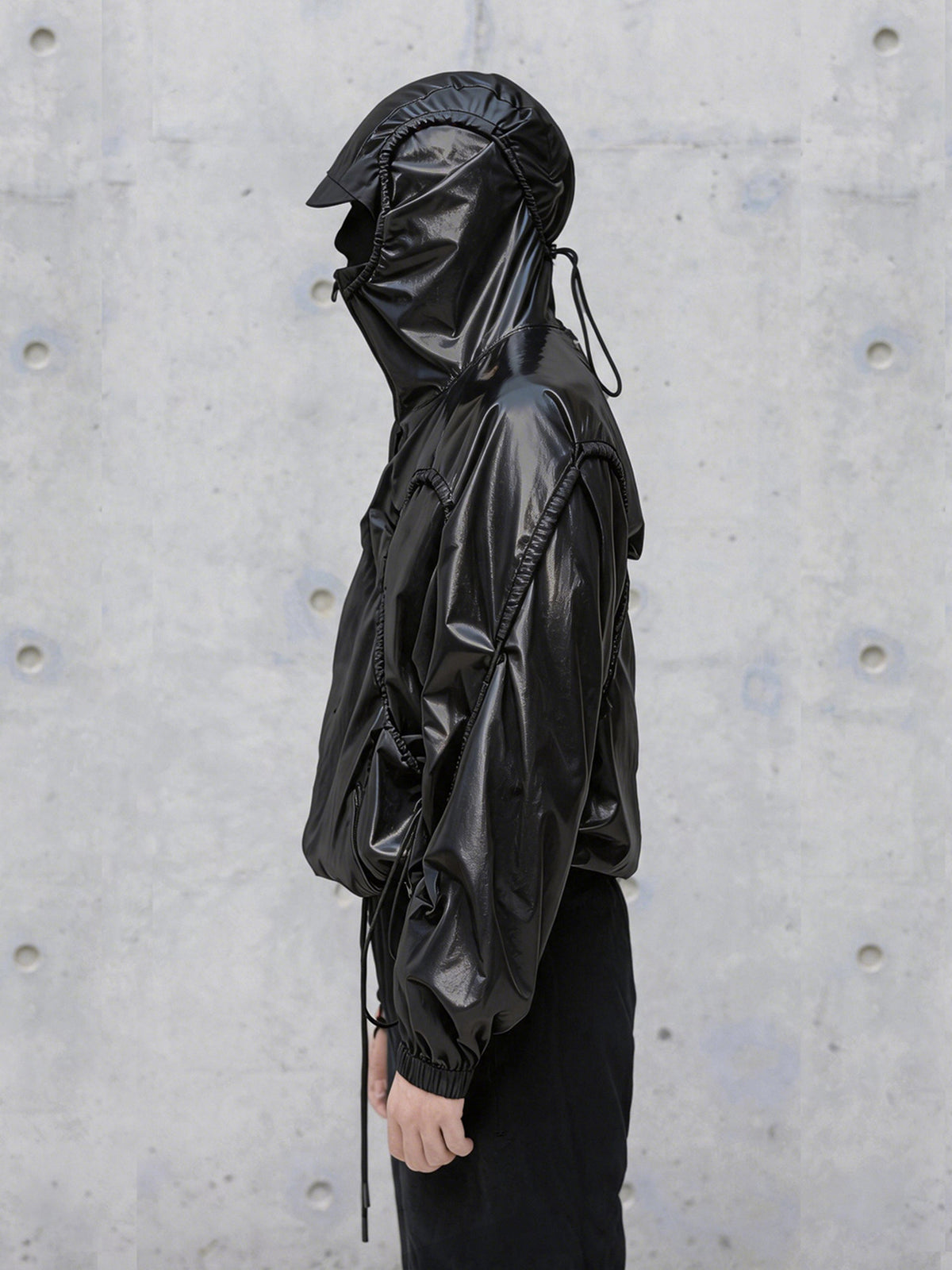 DRAWSTRING ULTRA-THIN SUN HOODED WINDBREAKER