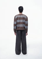 SCRIPT-X ARGYLE ZIP WOOL CARDIGAN
