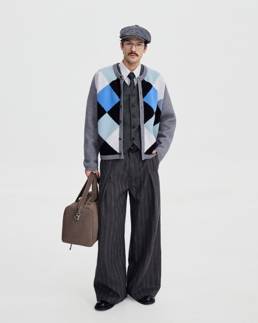 PLEATED WRINKLE STRIPE TROUSERS