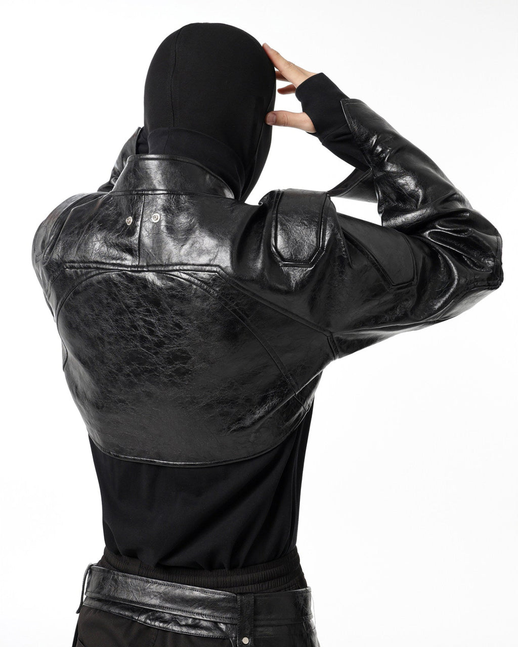 DARK HIPHOP STAND COLLAR PU JACKET