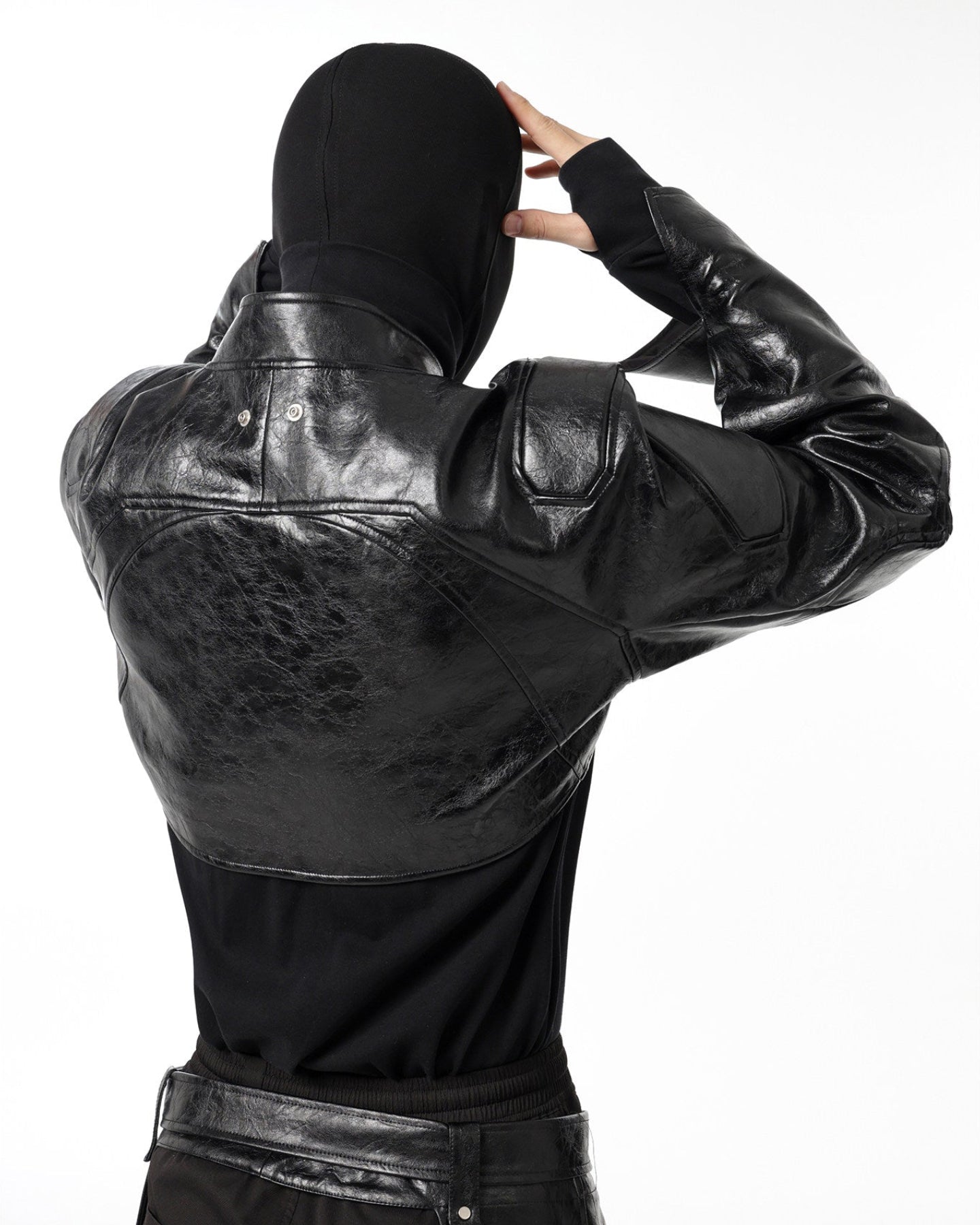DARK HIPHOP STAND COLLAR PU JACKET