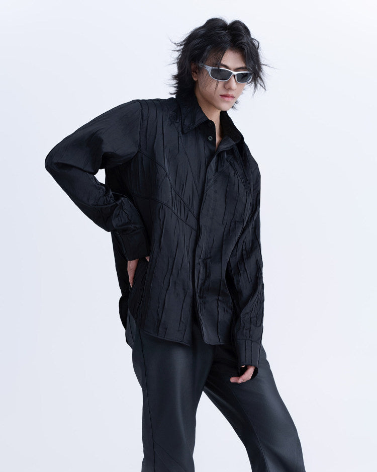 XEQUATION PLEATED DECONSTRUCTED SHIRT